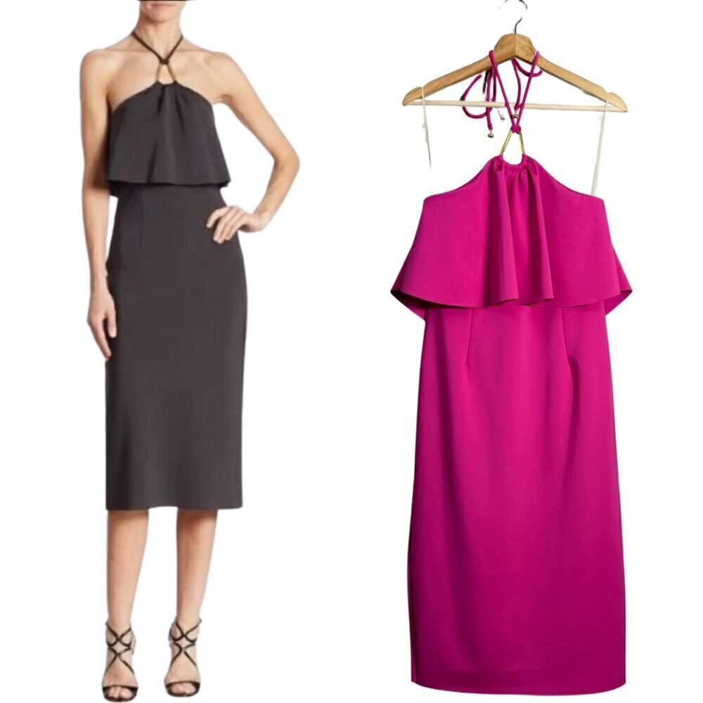 Trina Turk Soozy Halter Ruffle Pencil Dress Women's 10 Hot Pink Formal Party NWT